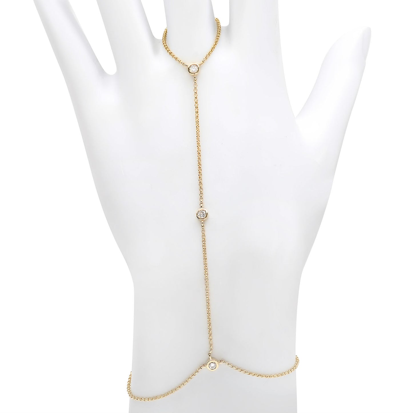 14k Gold Floating Diamond Hand Chain