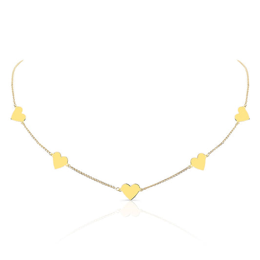 14k Gold 5 Floating Heart Necklace