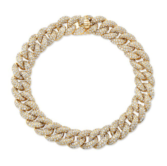 14k Gold Pave Diamond Cuban Link Bracelet