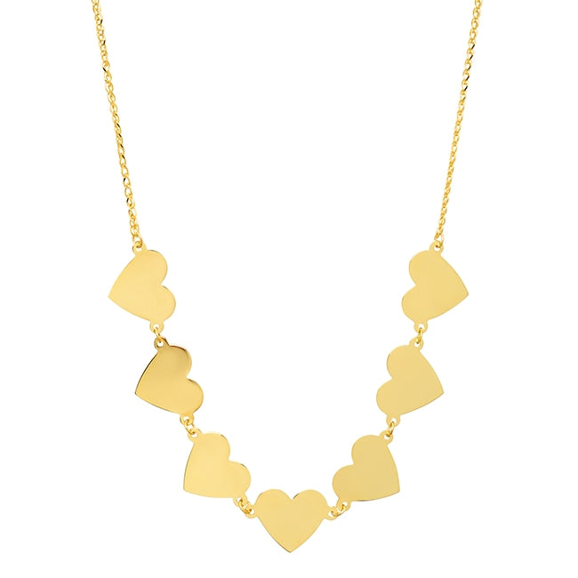 14k Gold 7 Floating Heart Necklace