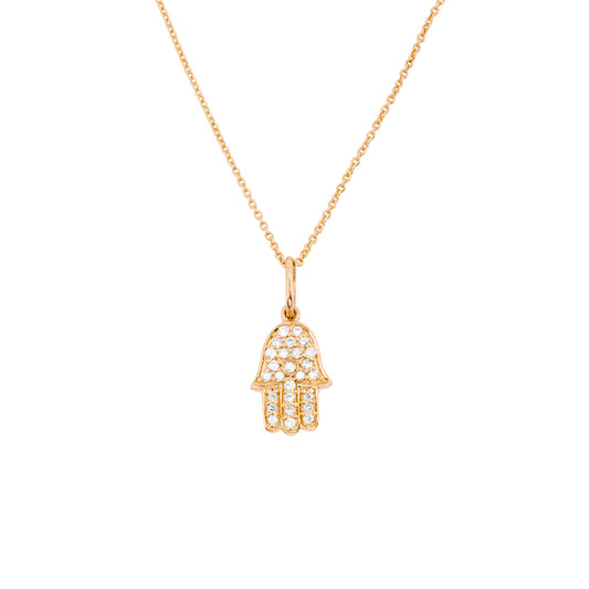 14k Gold Diamond Hamsa Hand Necklace