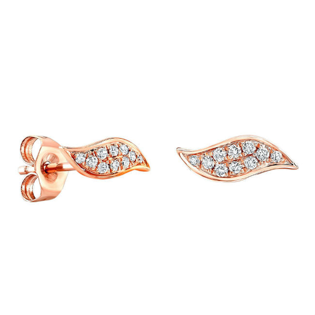 14k Gold Diamond Wave Stud Earrings