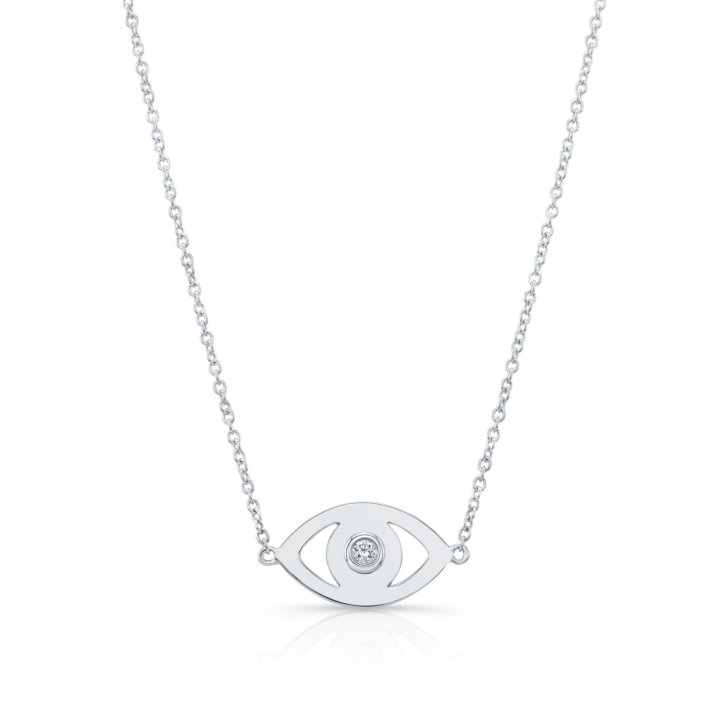 14k Gold Bezel Diamond Evil Eye Necklace