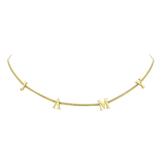 14k Gold Mini Miami Cuban Initial Necklace