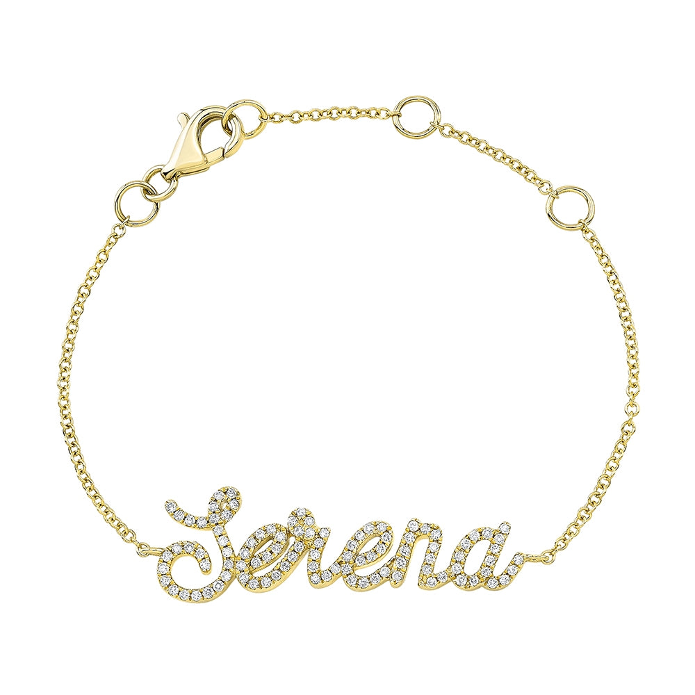 Kids' 14k Gold Diamond Script Nameplate Bracelet