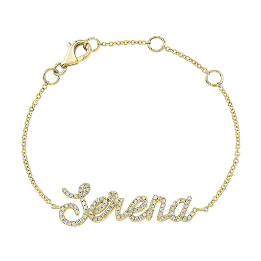 Kids' 14k Gold Diamond Script Nameplate Bracelet