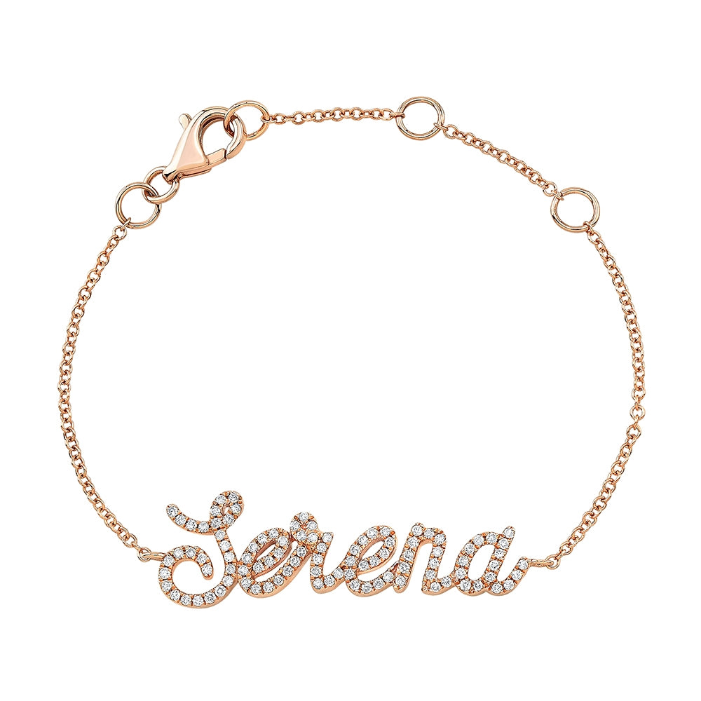 Kids' 14k Gold Diamond Script Nameplate Bracelet