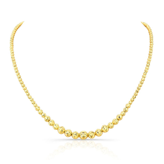 14k Gold Graduated Diamond Cut Bead Necklace