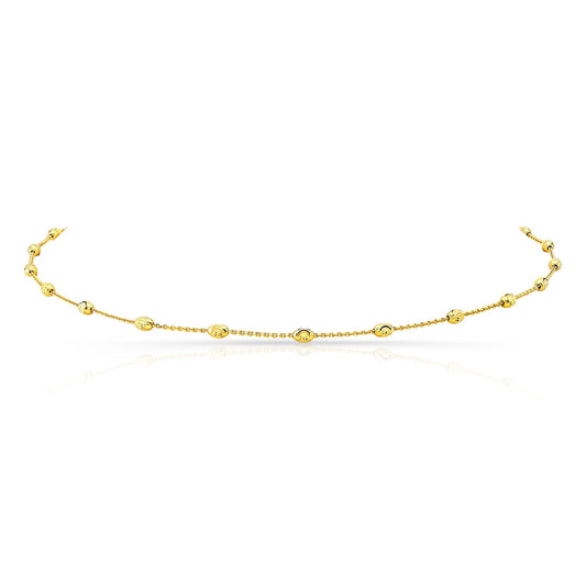 14k Gold Diamond Cut Beaded Chain Necklace