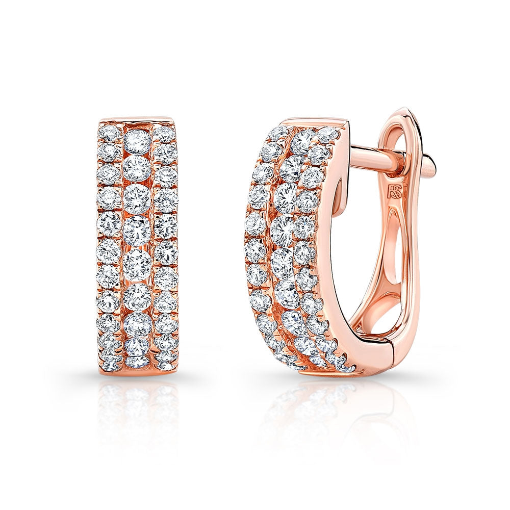 14k Gold Diamond Channel Set Huggie Hoops