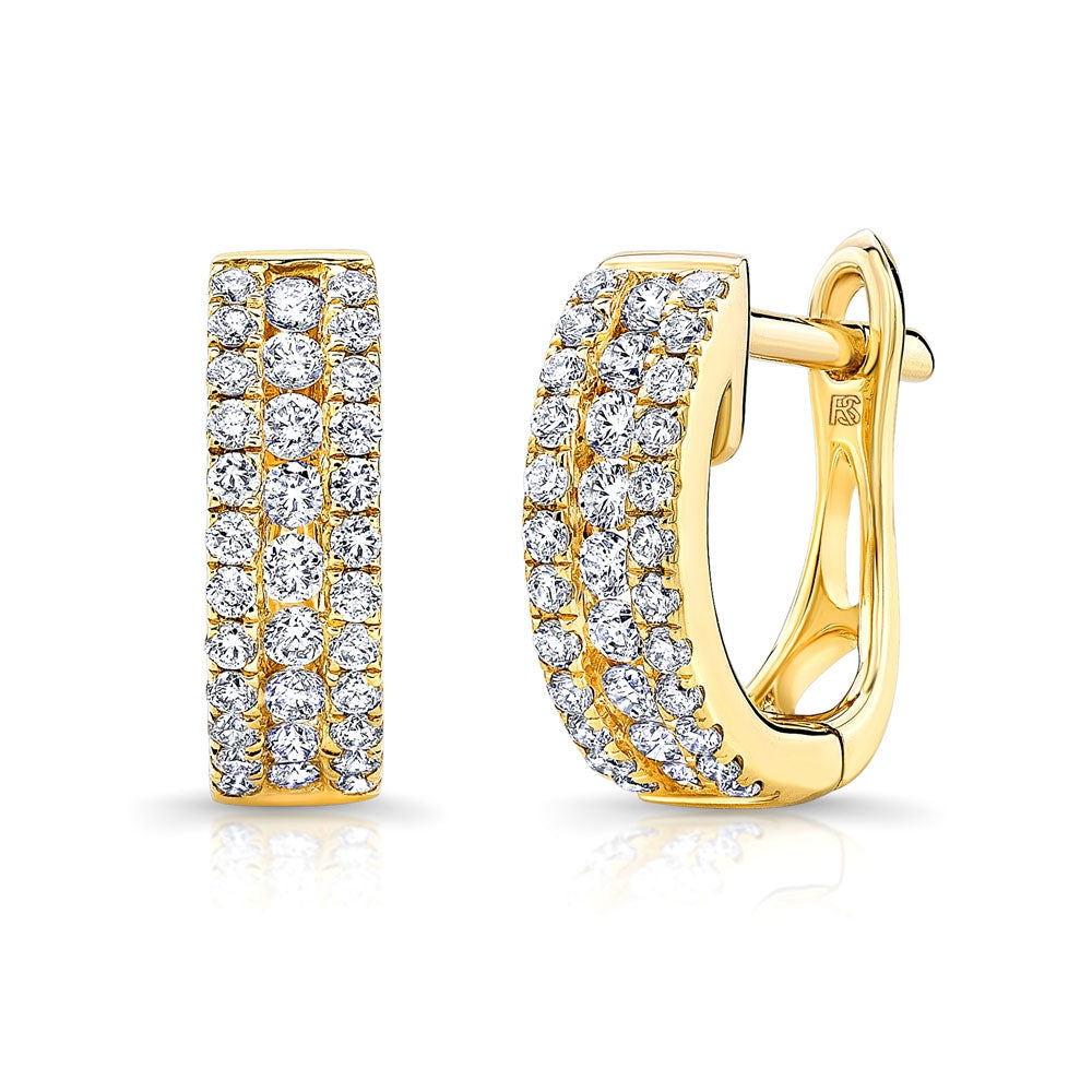 14k Gold Diamond Channel Set Huggie Hoops