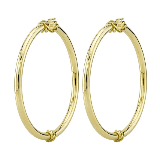 14k Gold Jumbo Cuban Link Tube Hoops