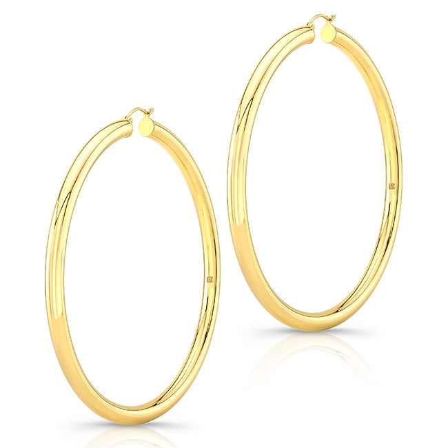 14K Gold 3" Tube Hoops