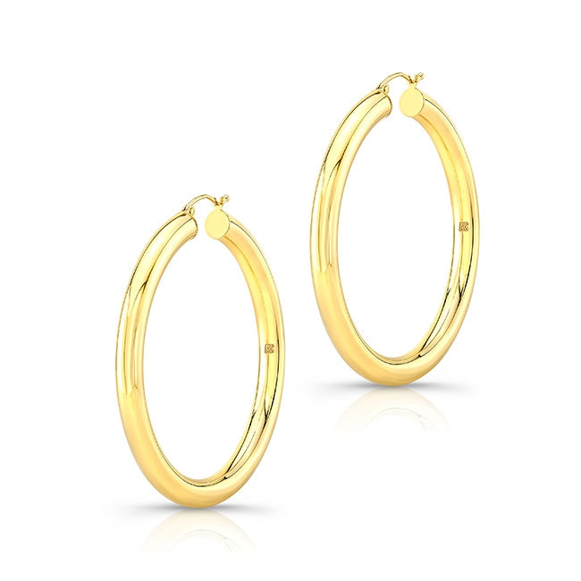 14K Yellow Gold 2" Tube Hoops