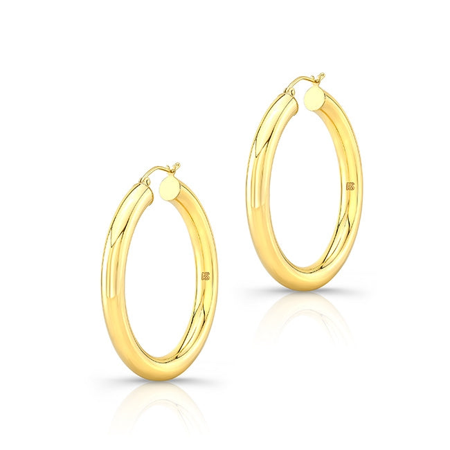 14K Gold 1.5" Tube Hoops