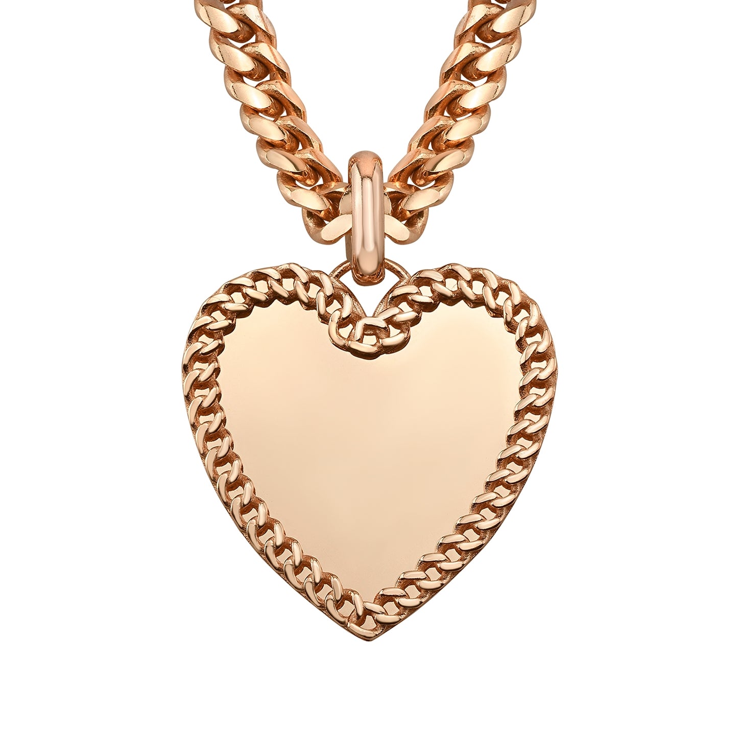 14k Gold Cuban Link Jumbo Heart Charm