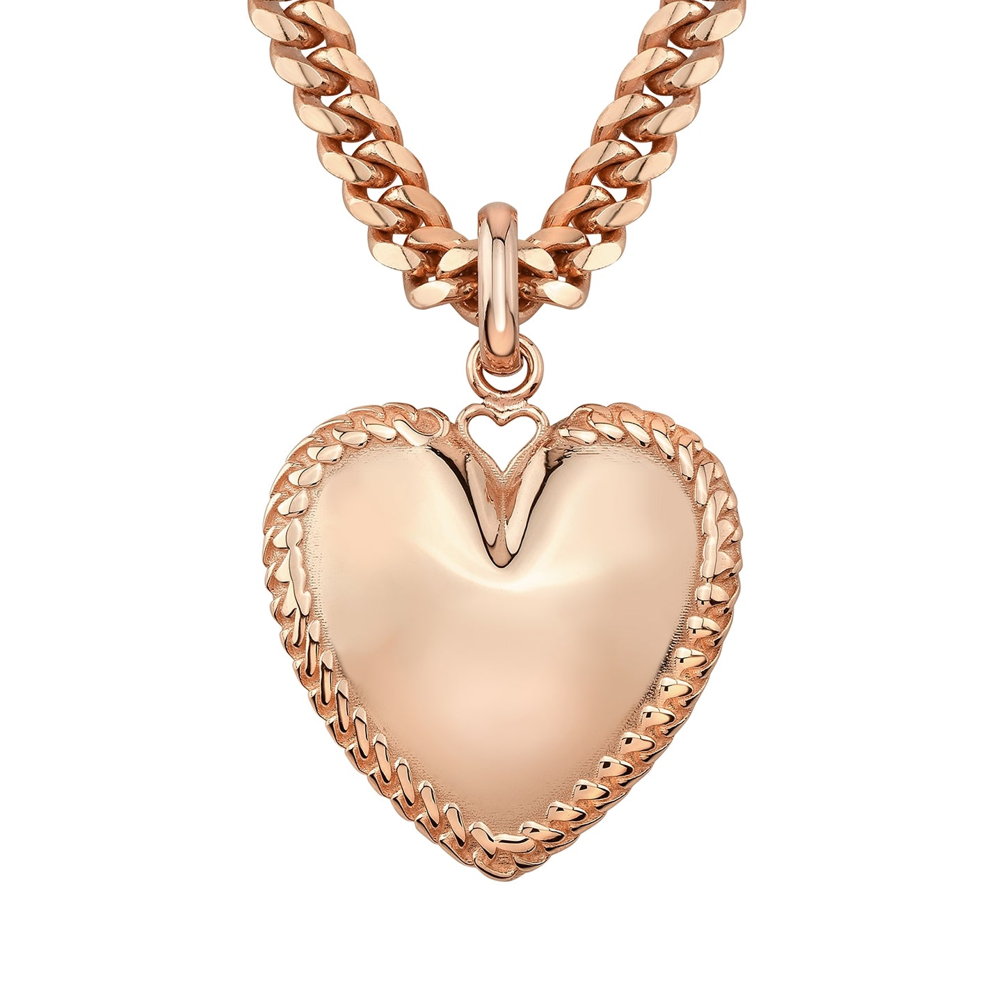 14k Gold Cuban Link Jumbo Puffed Heart Charm