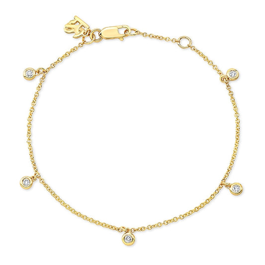 14k Gold 5 Bezel Diamond Bracelet