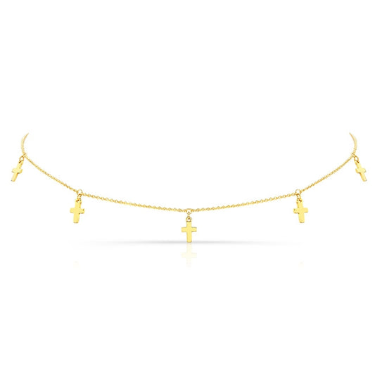 14k Gold 5 Cross Necklace