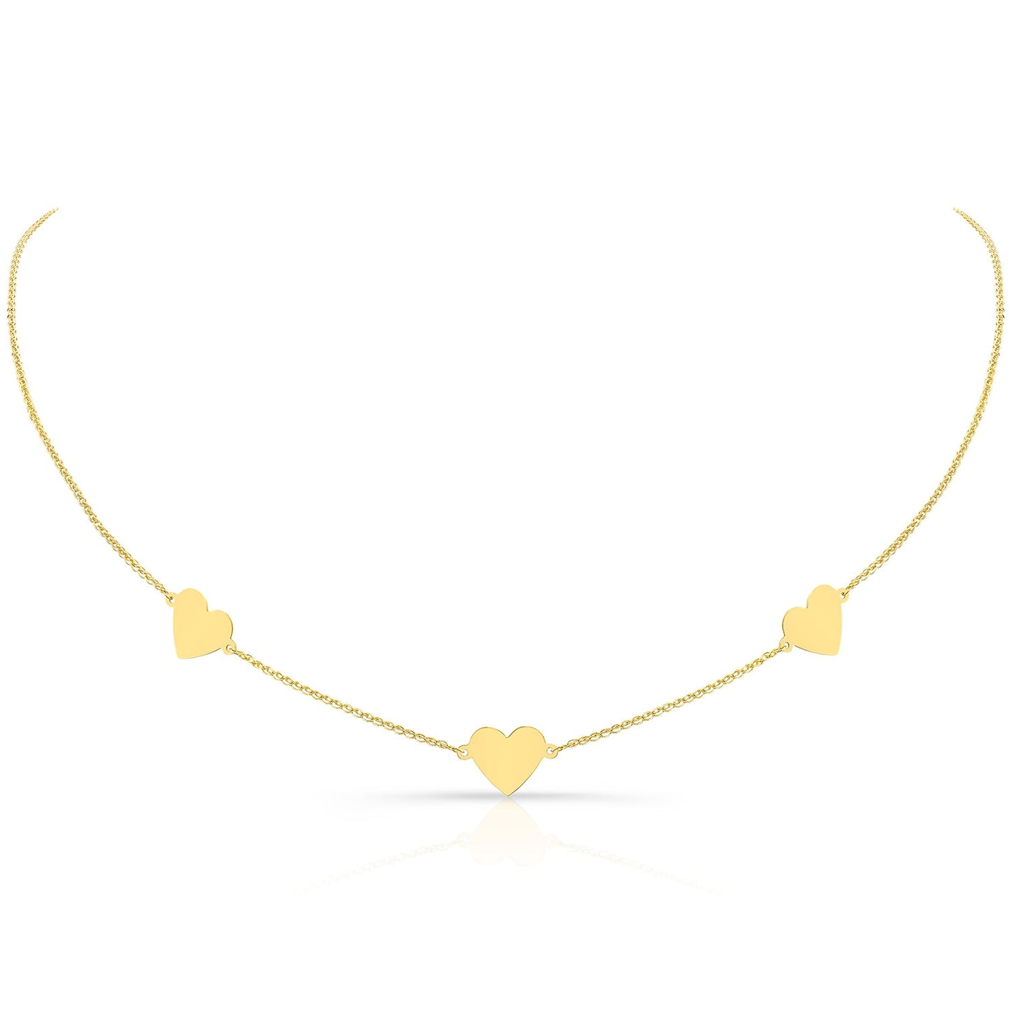 14k Gold Triple Floating Heart Necklace