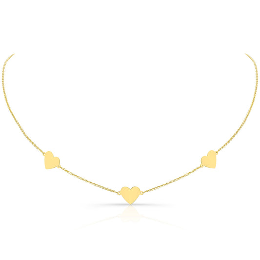 14k Gold Triple Floating Heart Necklace