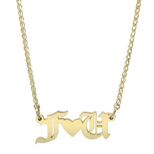 14k Gold Initial Heart Nameplate Necklace