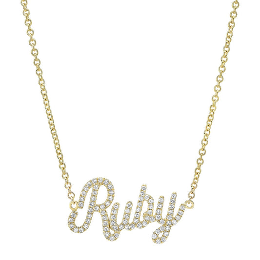 14k Gold Diamond Nameplate Necklace