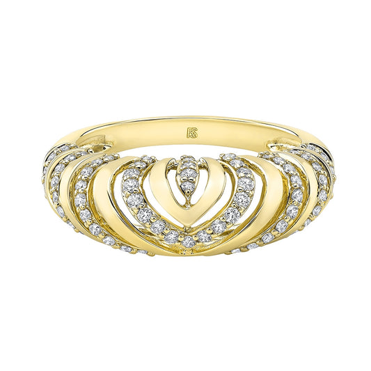 14k Gold Diamond Chevron Mini Dome Ring