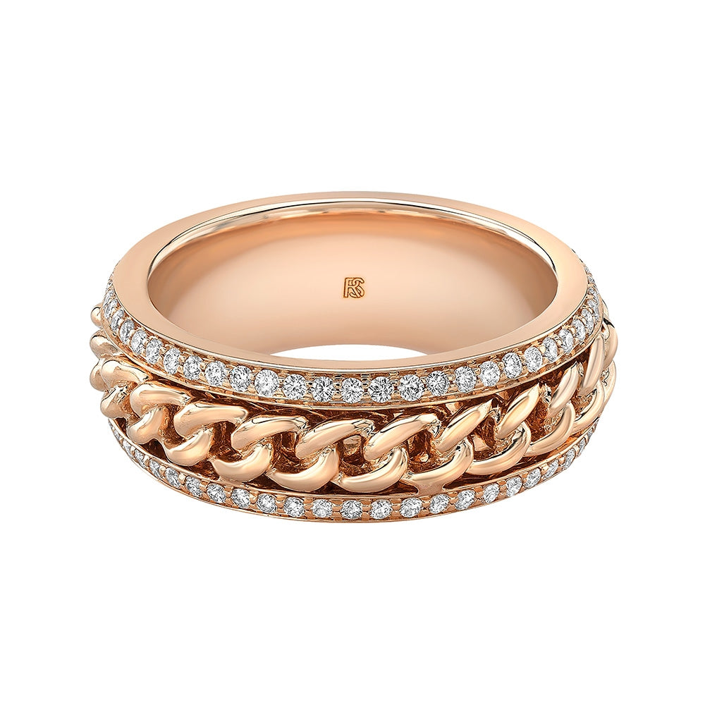 14k Gold Diamond Cuban Link Eternity Ring