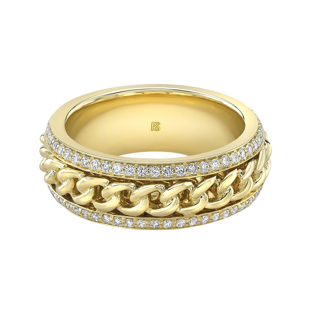 14k Gold Diamond Cuban Link Eternity Ring