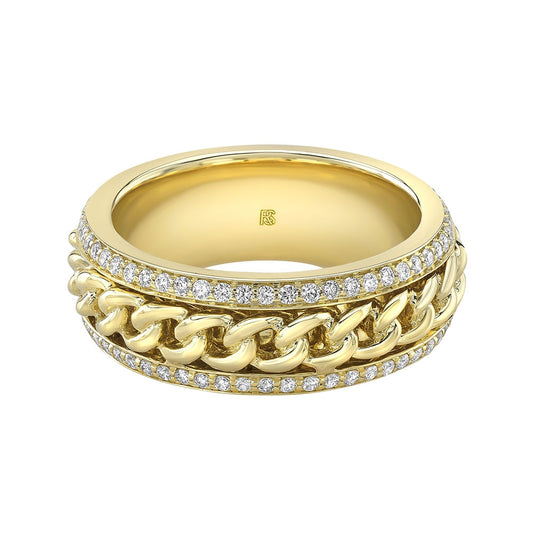 14k Gold Diamond Cuban Link Eternity Ring