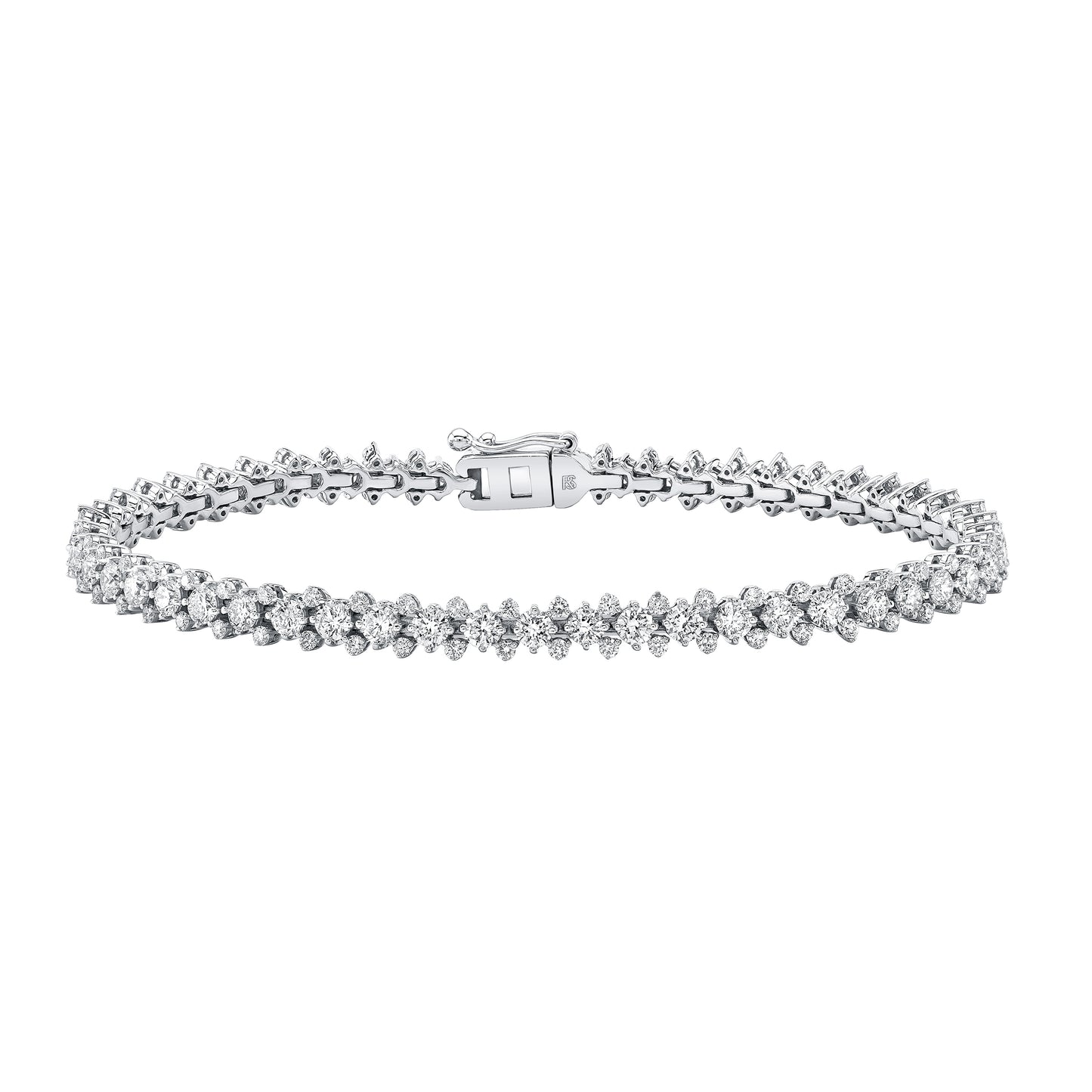 14k Gold Diamond 3 Row Prong Set Tennis Bracelet