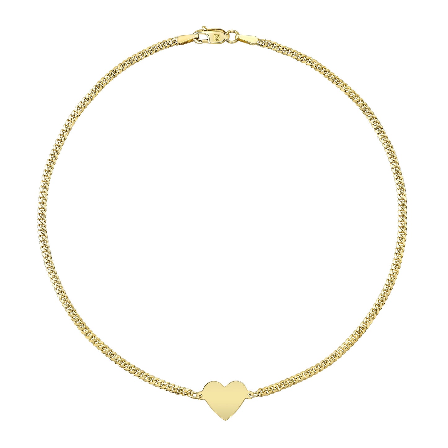 14k Gold Floating Heart Mini Miami Cuban Link Anklet