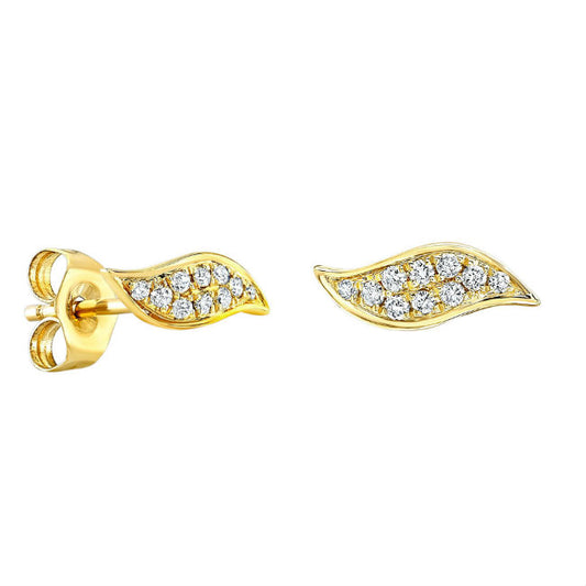 14k Gold Diamond Wave Stud Earrings