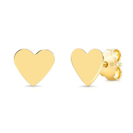 14k Gold Heart Stud Earrings