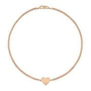 14k Gold Floating Heart Mini Miami Cuban Link Anklet