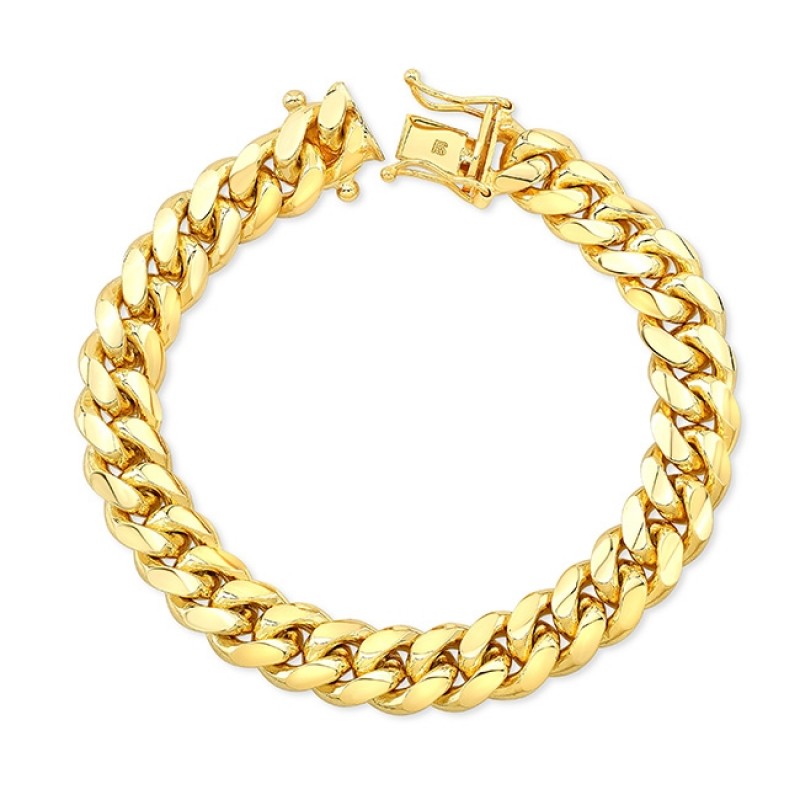 Men's 14k Yellow Gold Solid Miami Cuban Link Bracelet